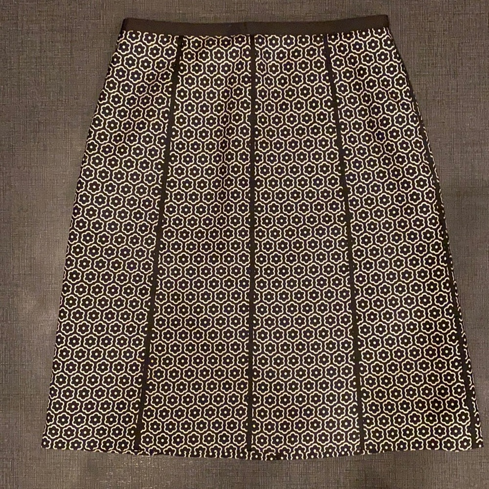 Ann Taylor silk black floral skirt